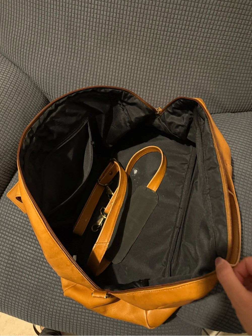 Vintage Tan Leather Duffle Bag | Weekender Travel Bag | Genuine Leather Carry-On